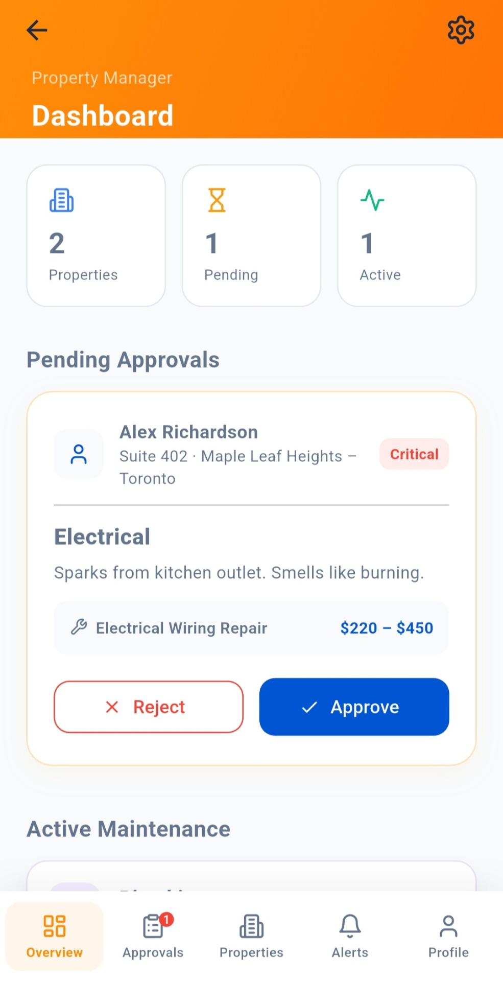 Property manager dashboard